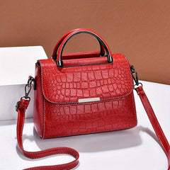 Crocodile Embossed Crossbody Bag Square Flap Shoulder Bag