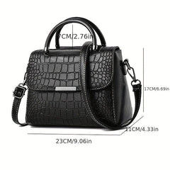 Crocodile Embossed Crossbody Bag Square Flap Shoulder Bag