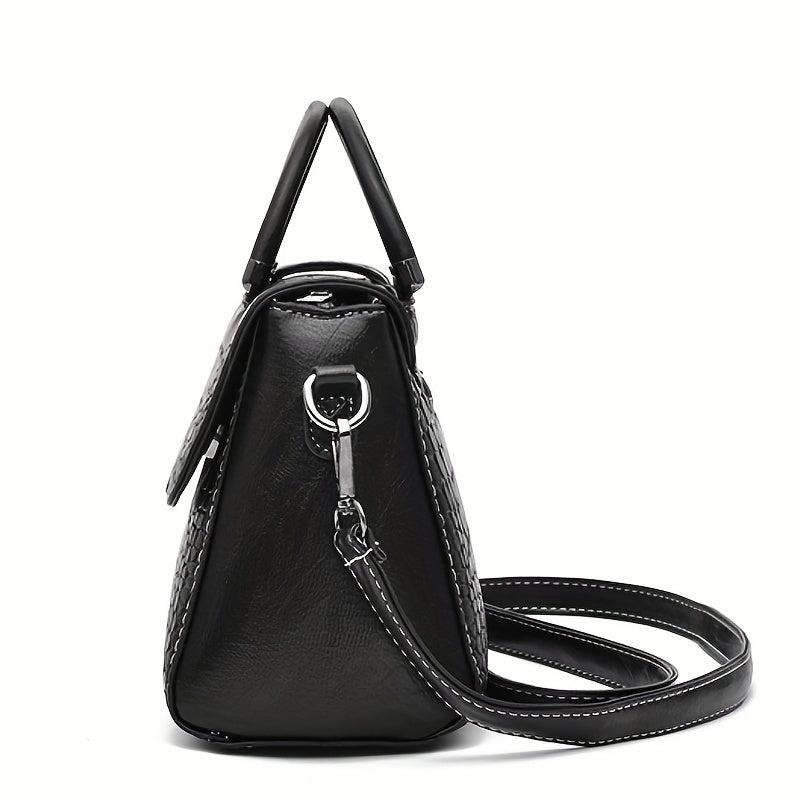 Crocodile Embossed Crossbody Bag Square Flap Shoulder Bag