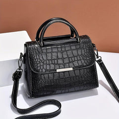 Crocodile Embossed Crossbody Bag Square Flap Shoulder Bag