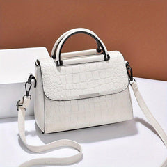 Crocodile Embossed Crossbody Bag Square Flap Shoulder Bag