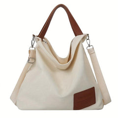 Colorblock Canvas Handbag All Match School Bag