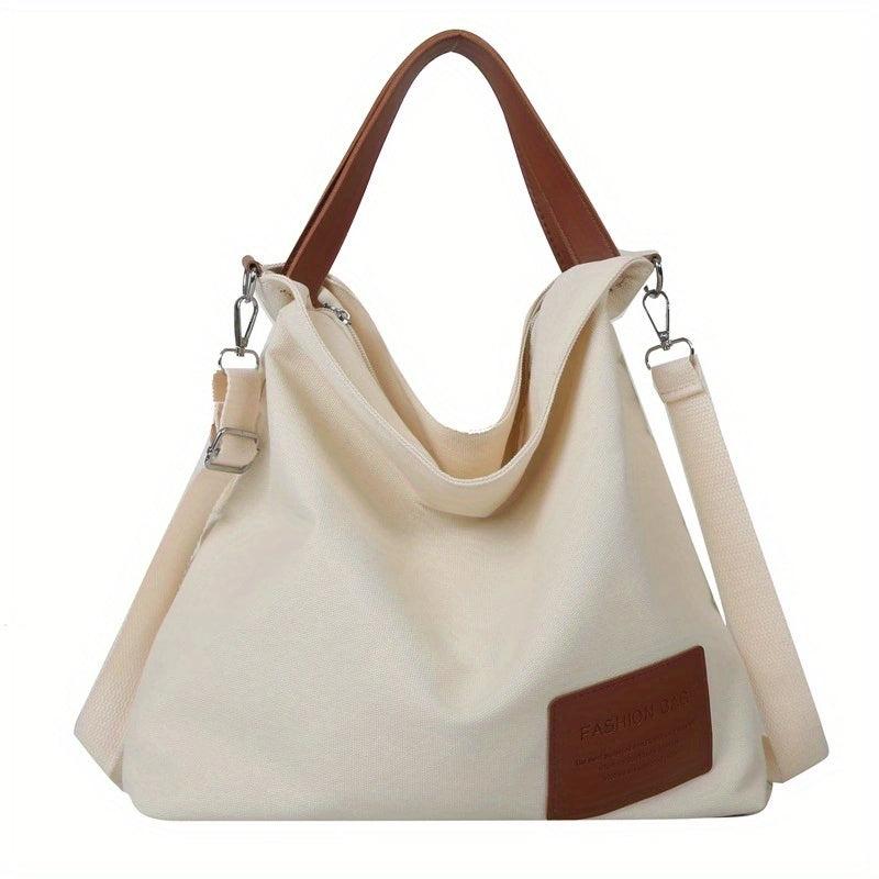 Colorblock Canvas Handbag All Match School Bag