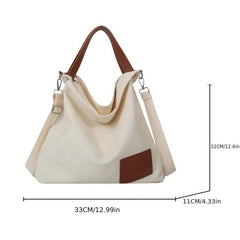 Colorblock Canvas Handbag All Match School Bag