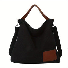 Colorblock Canvas Handbag All Match School Bag