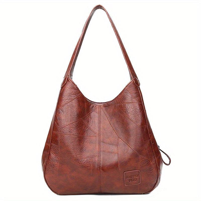 Stylish Faux Leather Shoulder Bag with Large Capacity