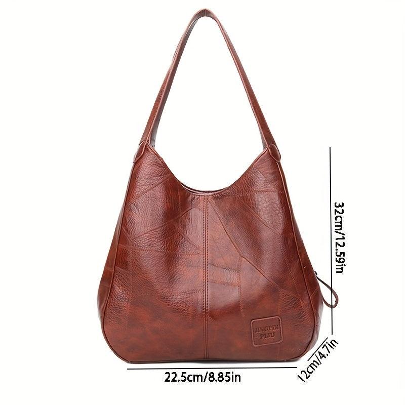 Stylish Faux Leather Shoulder Bag with Large Capacity