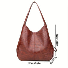 Stylish Faux Leather Shoulder Bag with Large Capacity