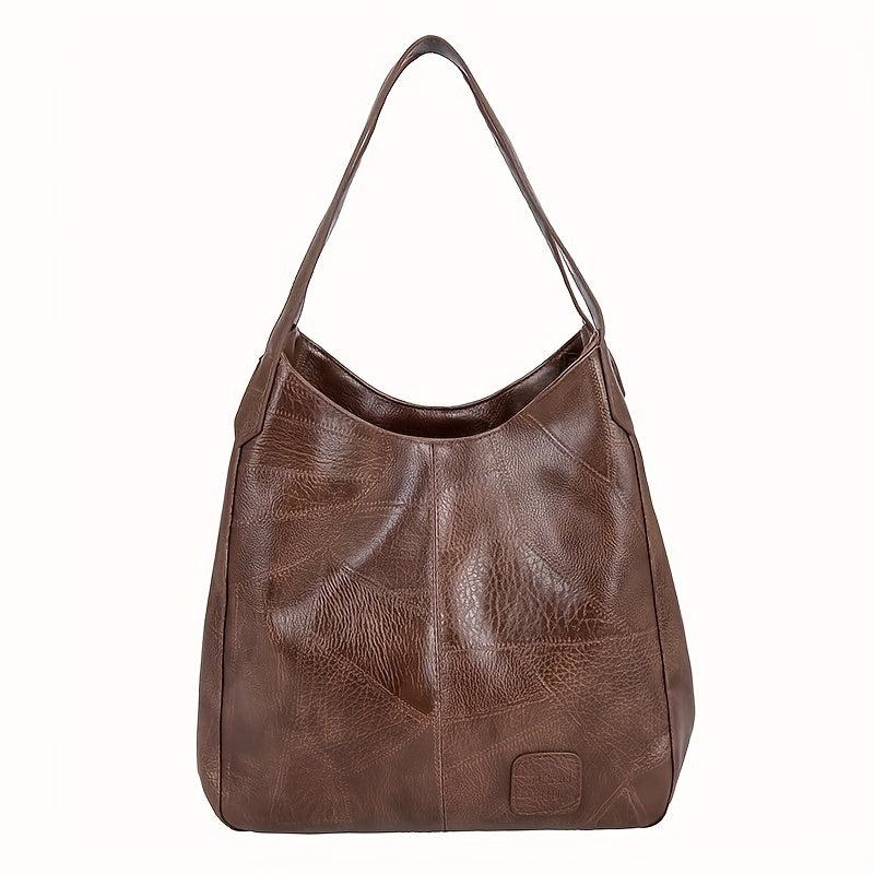 Stylish Faux Leather Shoulder Bag with Large Capacity