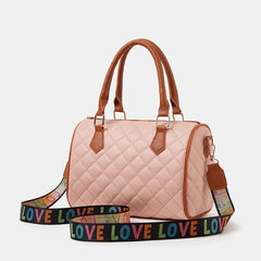 Argyle Quilted Crossbody Bag Women's Faux Leather Boston Bag