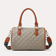 Argyle Quilted Crossbody Bag Women's Faux Leather Boston Bag