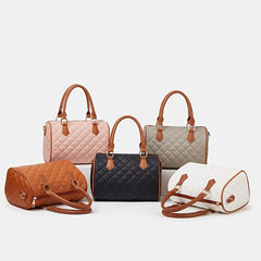 Argyle Quilted Crossbody Bag Women's Faux Leather Boston Bag