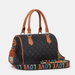 Argyle Quilted Crossbody Bag Women's Faux Leather Boston Bag