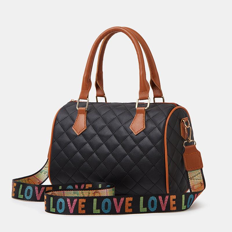 Argyle Quilted Crossbody Bag Women's Faux Leather Boston Bag