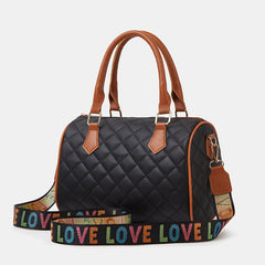 Argyle Quilted Crossbody Bag Women's Faux Leather Boston Bag