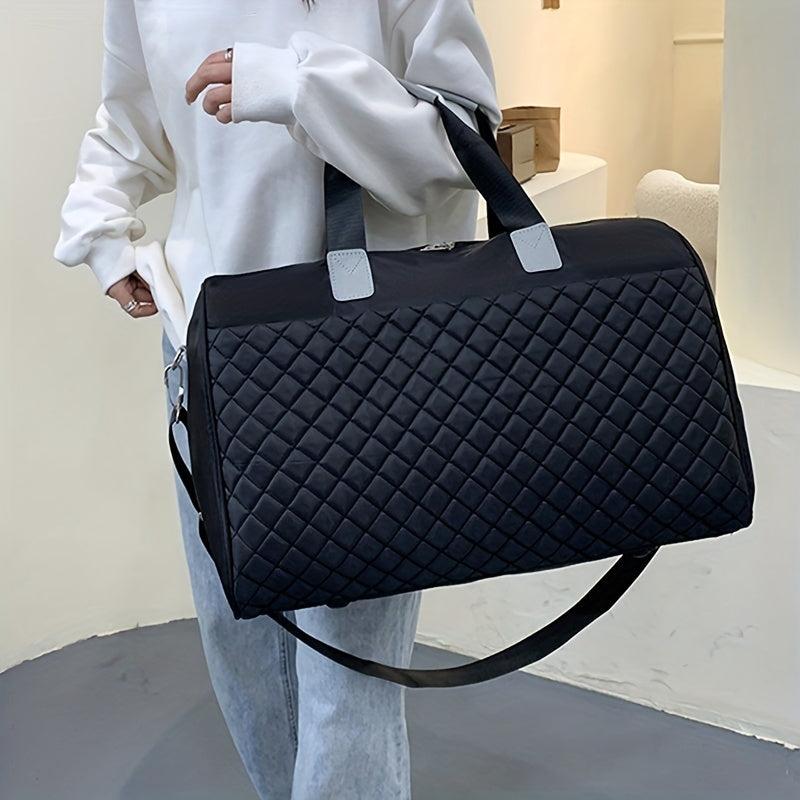 Quilted Sports Duffle Bag Large Capacity Gym Handbag for Travel