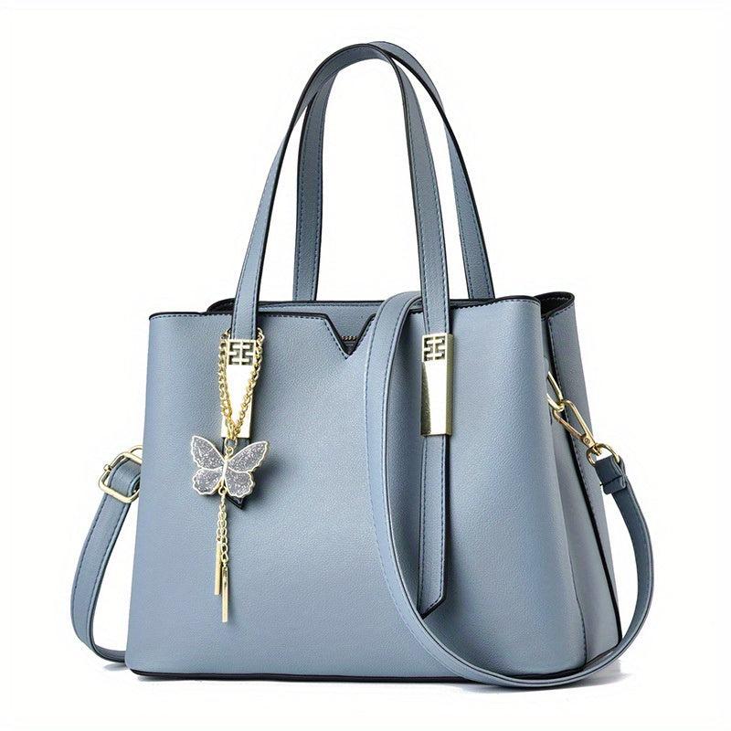 Solid Crossbody Satchel Bag PU Leather Textured Bag