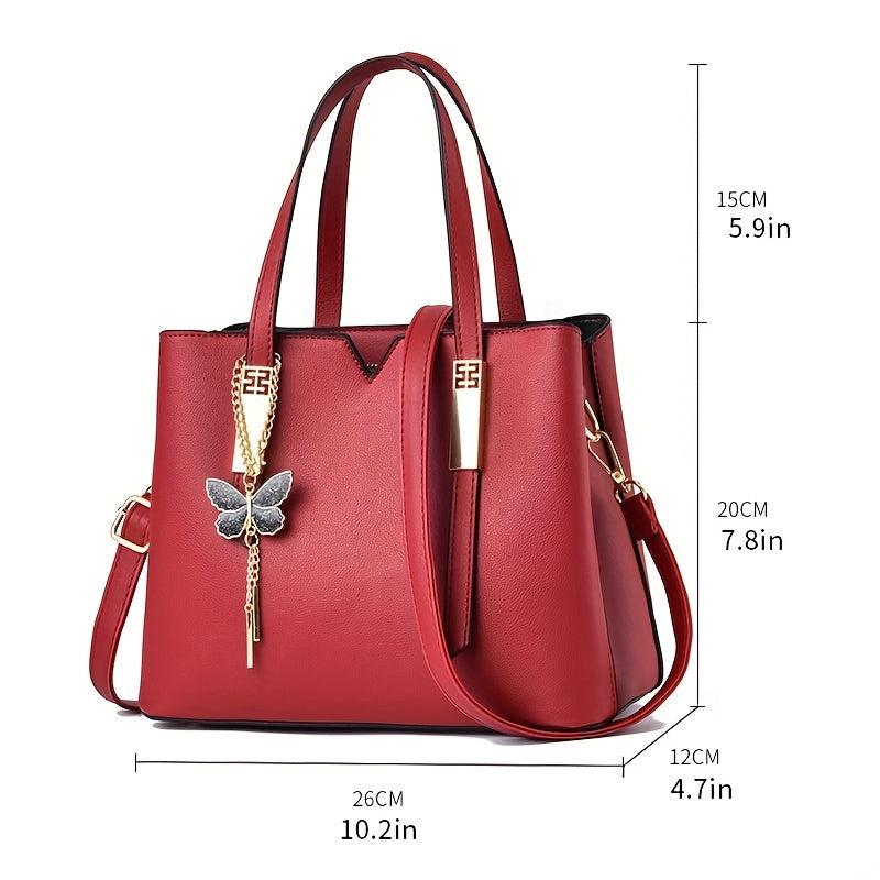 Solid Crossbody Satchel Bag PU Leather Textured Bag