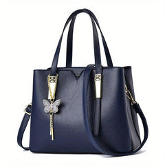 Solid Crossbody Satchel Bag PU Leather Textured Bag