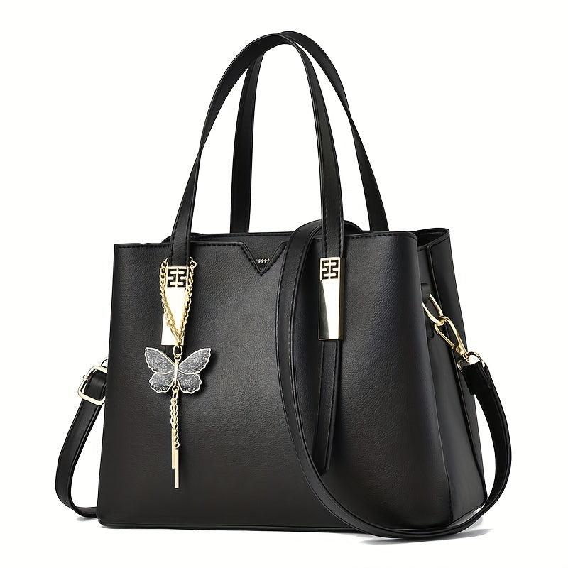 Solid Crossbody Satchel Bag PU Leather Textured Bag