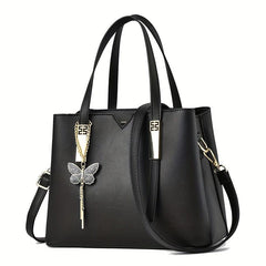 Solid Crossbody Satchel Bag PU Leather Textured Bag
