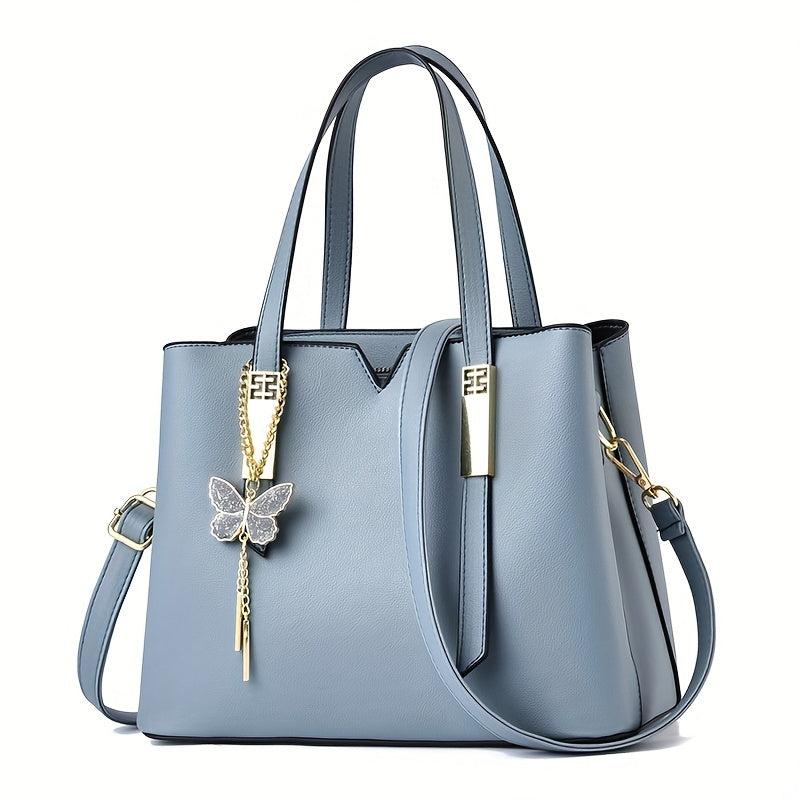 Solid Crossbody Satchel Bag PU Leather Textured Bag