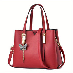 Solid Crossbody Satchel Bag PU Leather Textured Bag