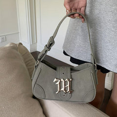 Y2K Baguette Bag Solid Underarm Shoulder Bag