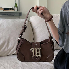 Y2K Baguette Bag Solid Underarm Shoulder Bag