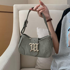 Y2K Baguette Bag Solid Underarm Shoulder Bag