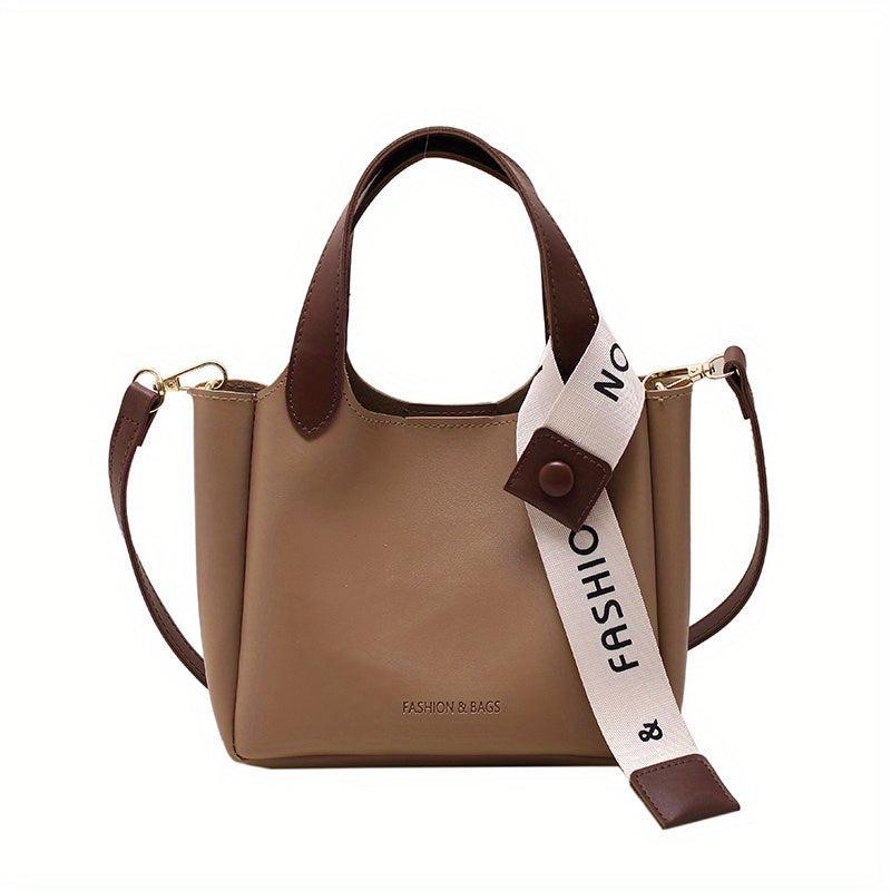 Minimalist Square Satchel Bag All Match Handbag With Scarf Decor