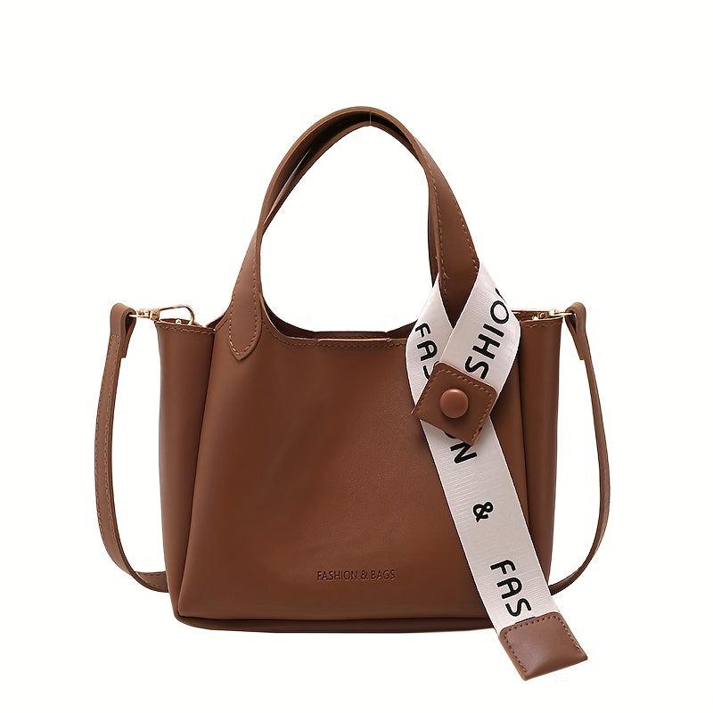 Minimalist Square Satchel Bag All Match Handbag With Scarf Decor