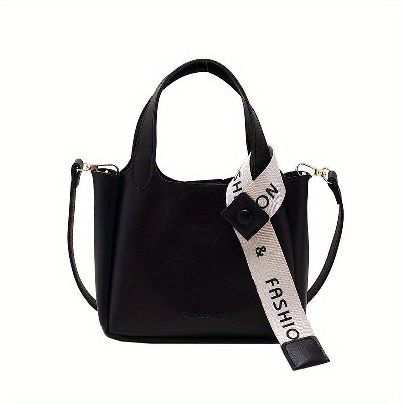 Minimalist Square Satchel Bag All Match Handbag With Scarf Decor