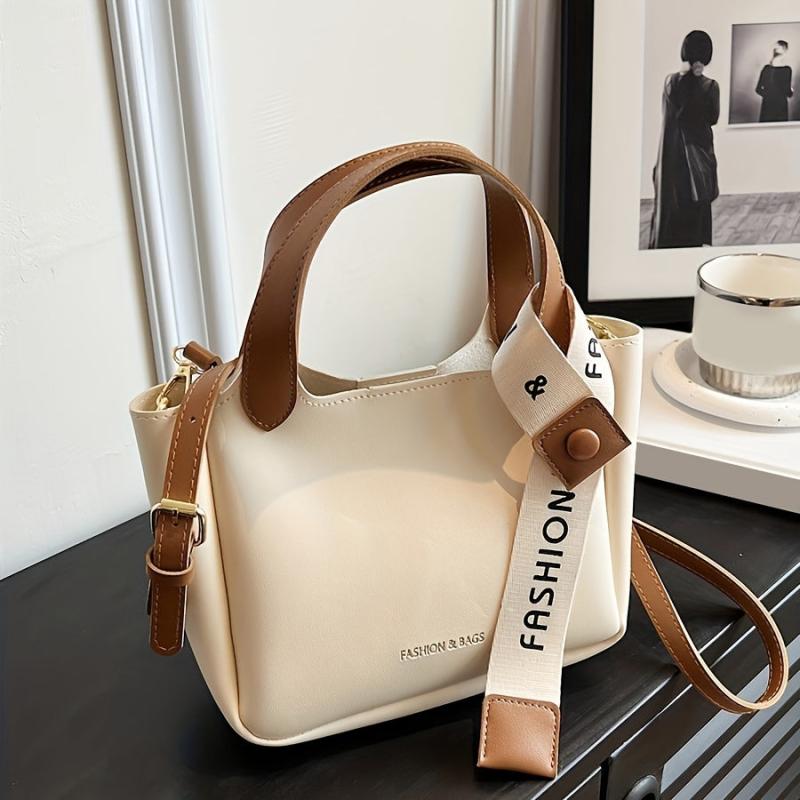 Minimalist Square Satchel Bag All Match Handbag With Scarf Decor