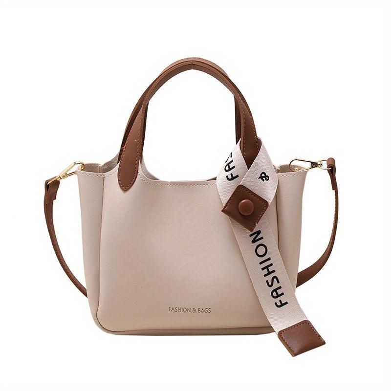 Minimalist Square Satchel Bag All Match Handbag With Scarf Decor