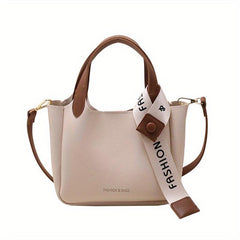 Minimalist Square Satchel Bag All Match Handbag With Scarf Decor