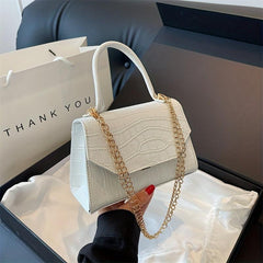 Crocodile Embossed Satchel Bag Solid Handbag All Match Stylish Shoulder Bag