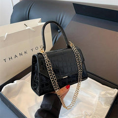 Crocodile Embossed Satchel Bag Solid Handbag All Match Stylish Shoulder Bag