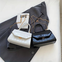 Crocodile Embossed Satchel Bag Solid Handbag All Match Stylish Shoulder Bag