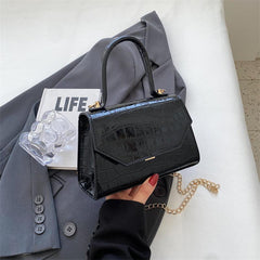 Crocodile Embossed Satchel Bag Solid Handbag All Match Stylish Shoulder Bag