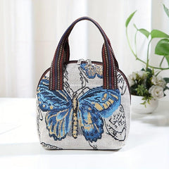 Butterfly Embroidery Shell Bag Women's Canvas Handbags Ethnic Style