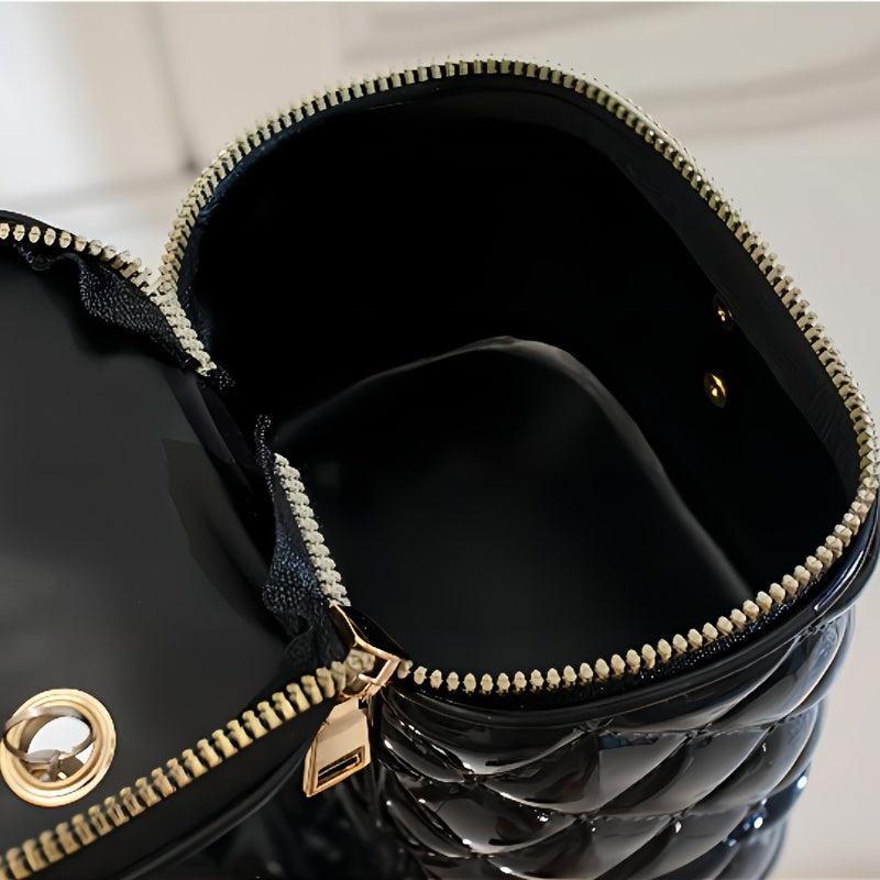 Quilted Crossbody Bucket Bag with Chain Strap