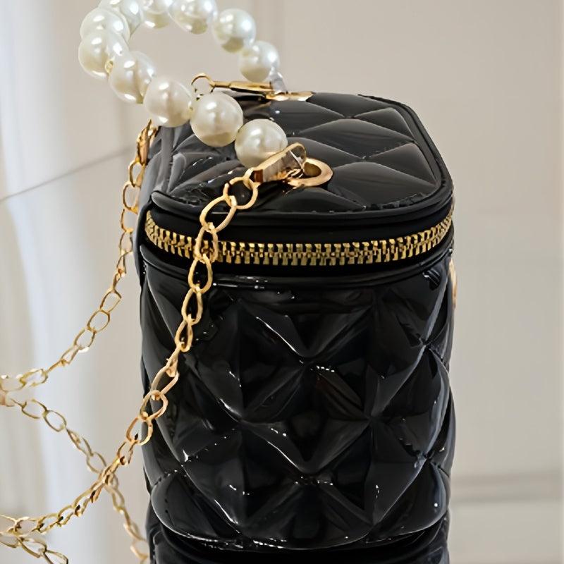 Quilted Crossbody Bucket Bag with Chain Strap