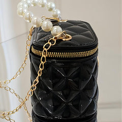 Quilted Crossbody Bucket Bag with Chain Strap