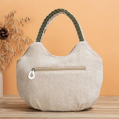 Embroidered Floral HandBag Woven Strap Zipper Tote Ethnic Style Purses