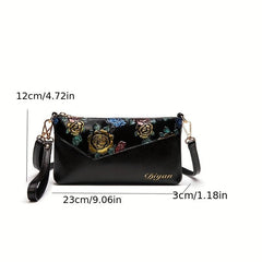 Retro Flower Embossed Shoulderbag Classic Crossbody Zipper Bag