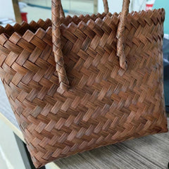 Stylish Retro Handbag with Large Capacity Woven Basket Bag