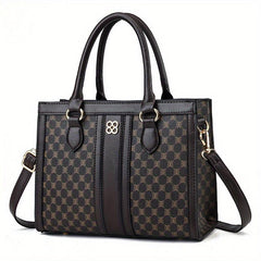 Retro Printed Satchel Bag PU Leather Large Capacity Shoulder Bag