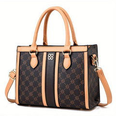 Retro Printed Satchel Bag PU Leather Large Capacity Shoulder Bag