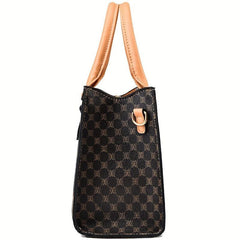 Retro Printed Satchel Bag PU Leather Large Capacity Shoulder Bag